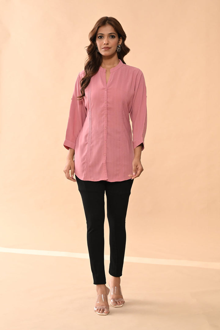 Pink Solid Straight Top