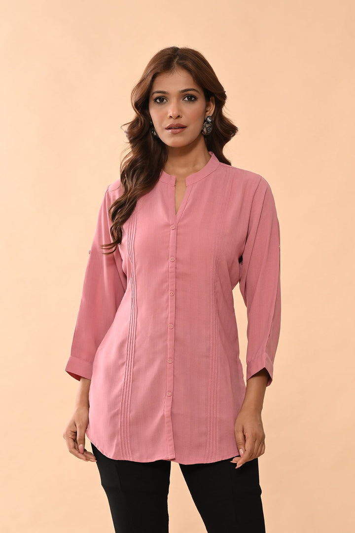 Pink Solid Straight Top