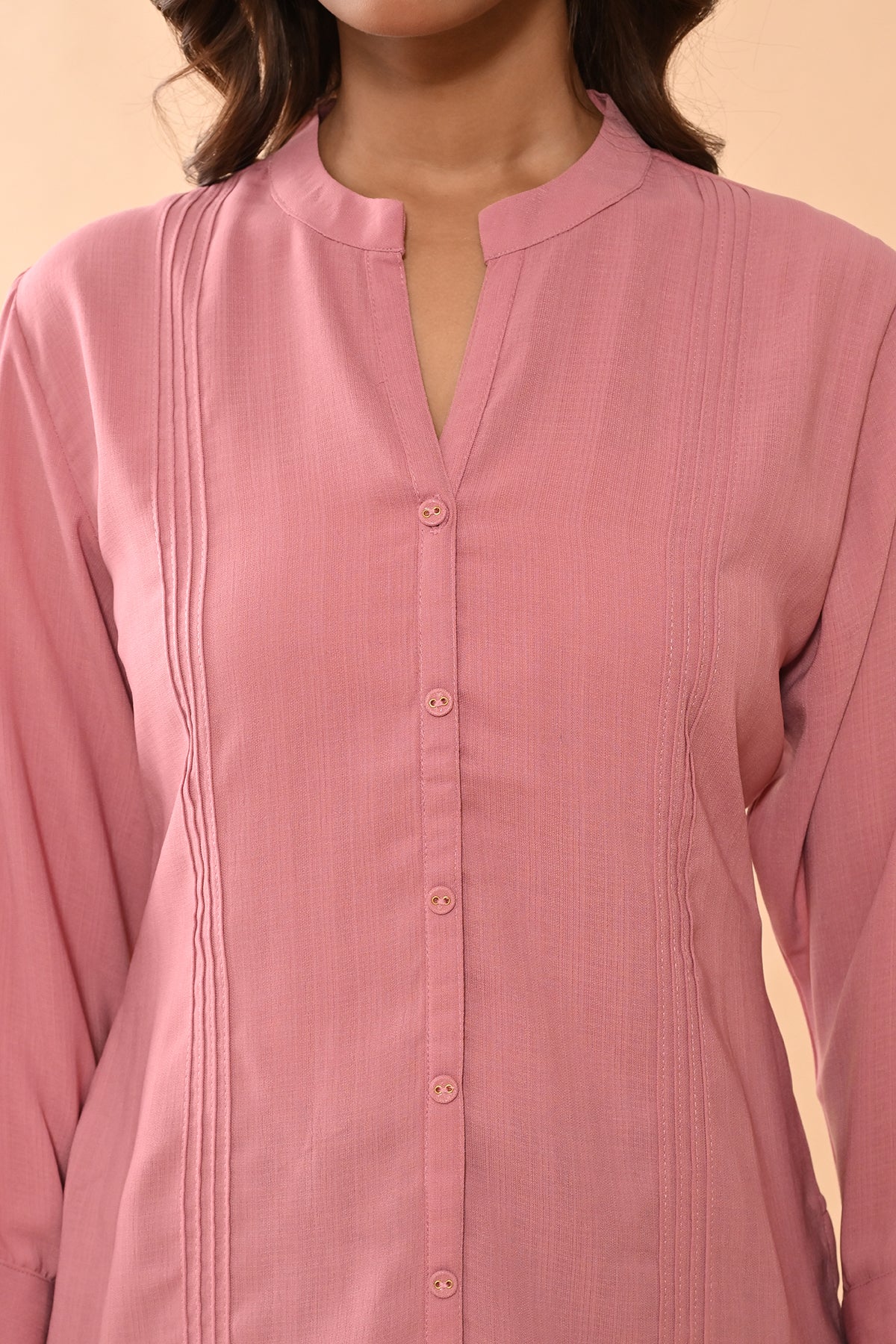 Pink Solid Straight Top