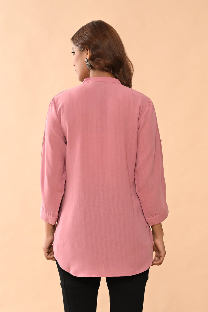 Pink Solid Straight Top
