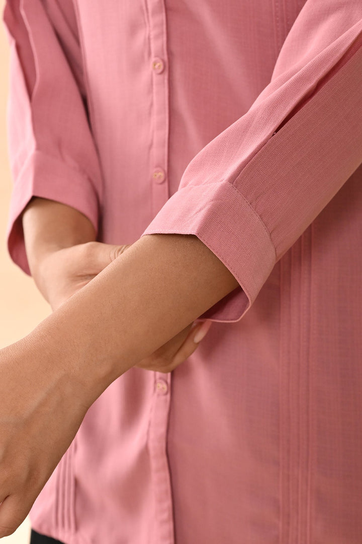 Pink Solid Straight Top