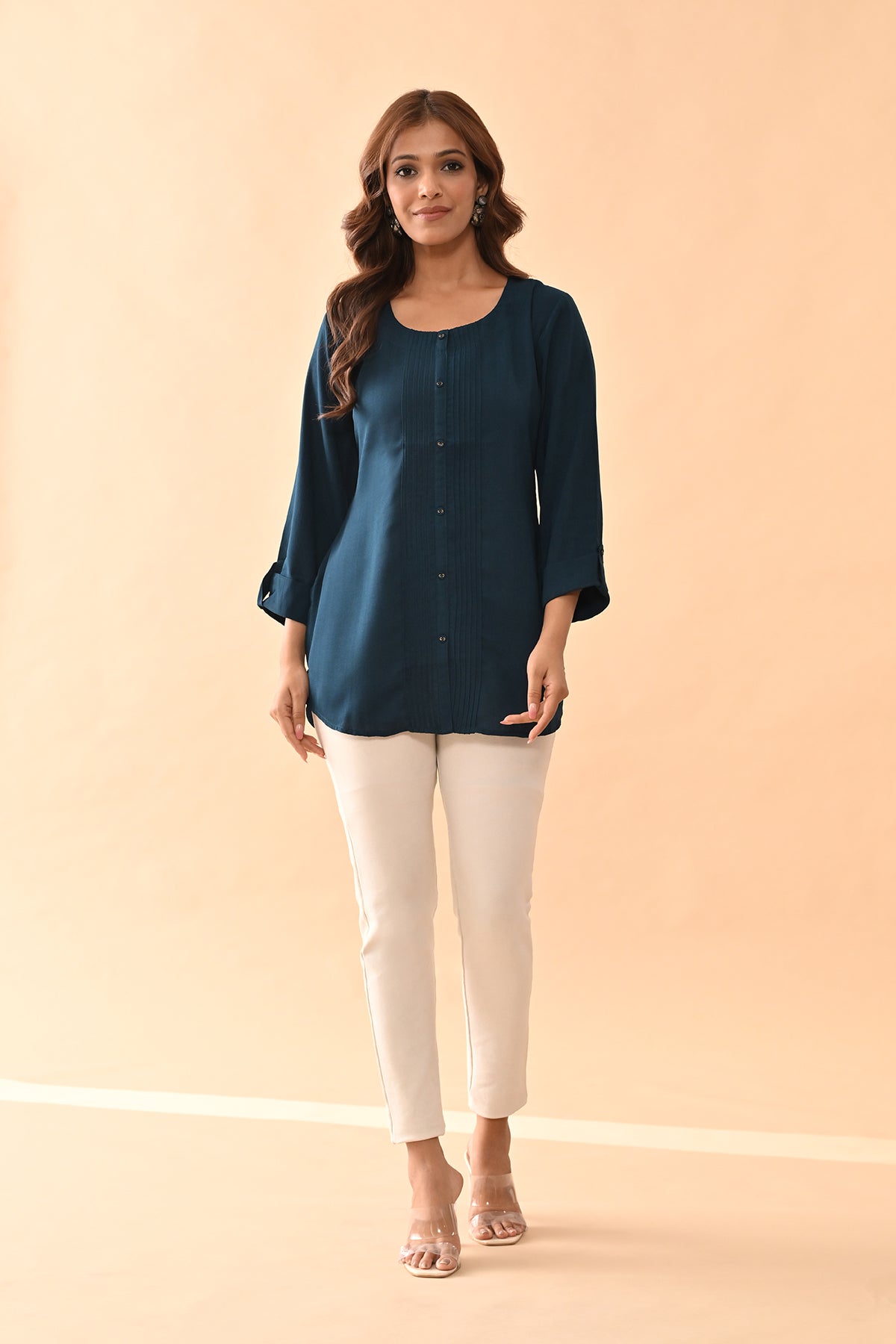 Green Solid Straight Top