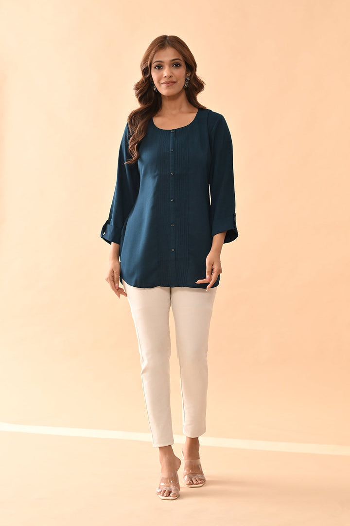 Green Solid Straight Top