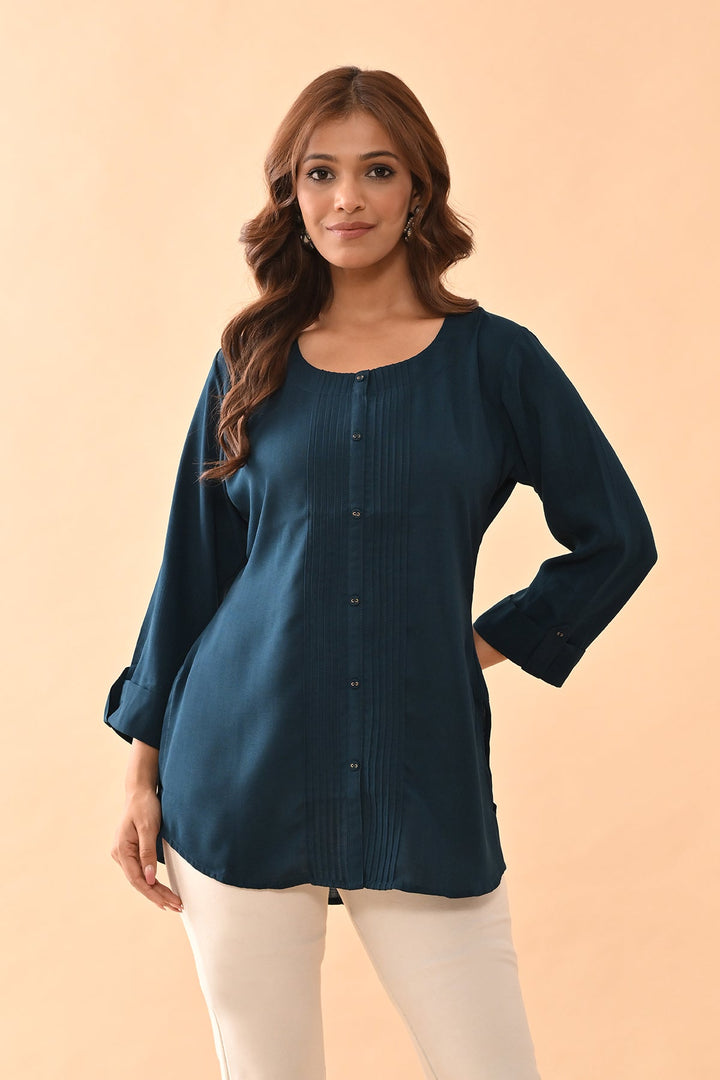 Green Solid Straight Top