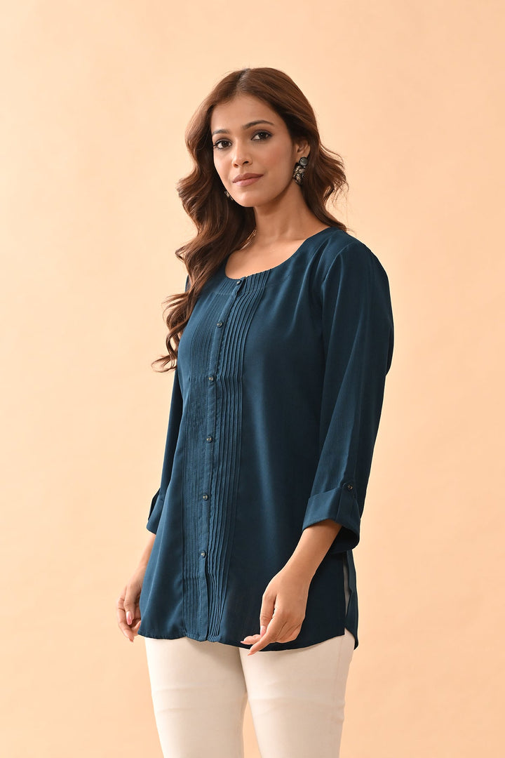 Green Solid Straight Top