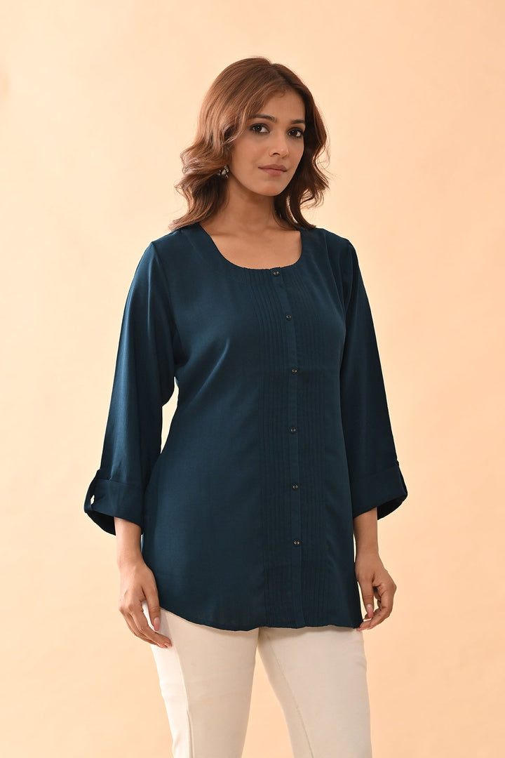 Green Solid Straight Top