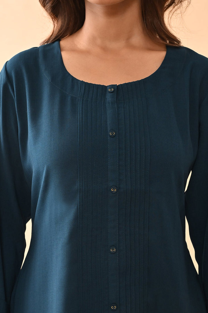 Green Solid Straight Top