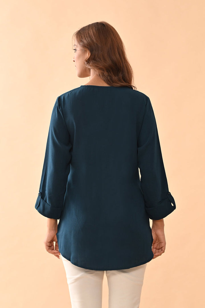 Green Solid Straight Top