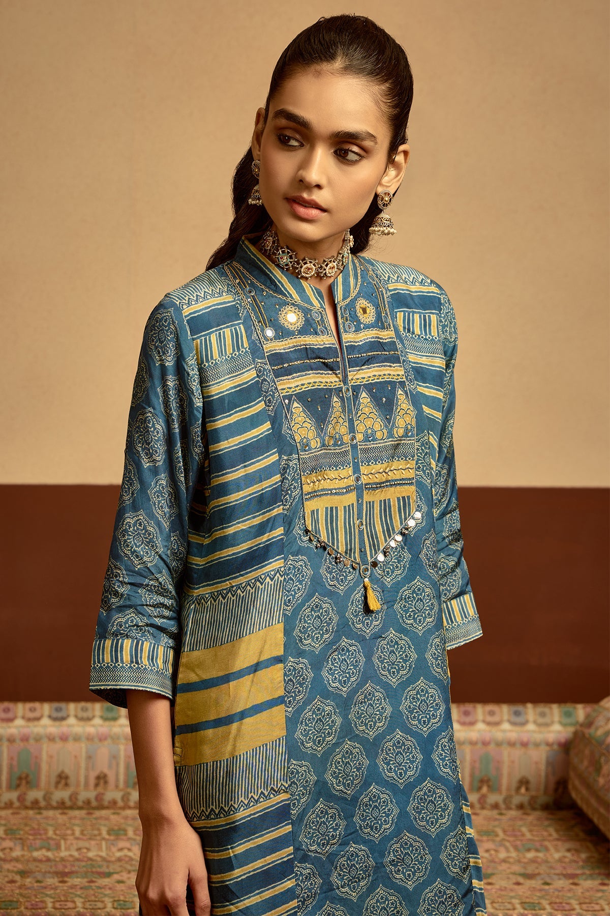 Blue Printed Kurta Set
