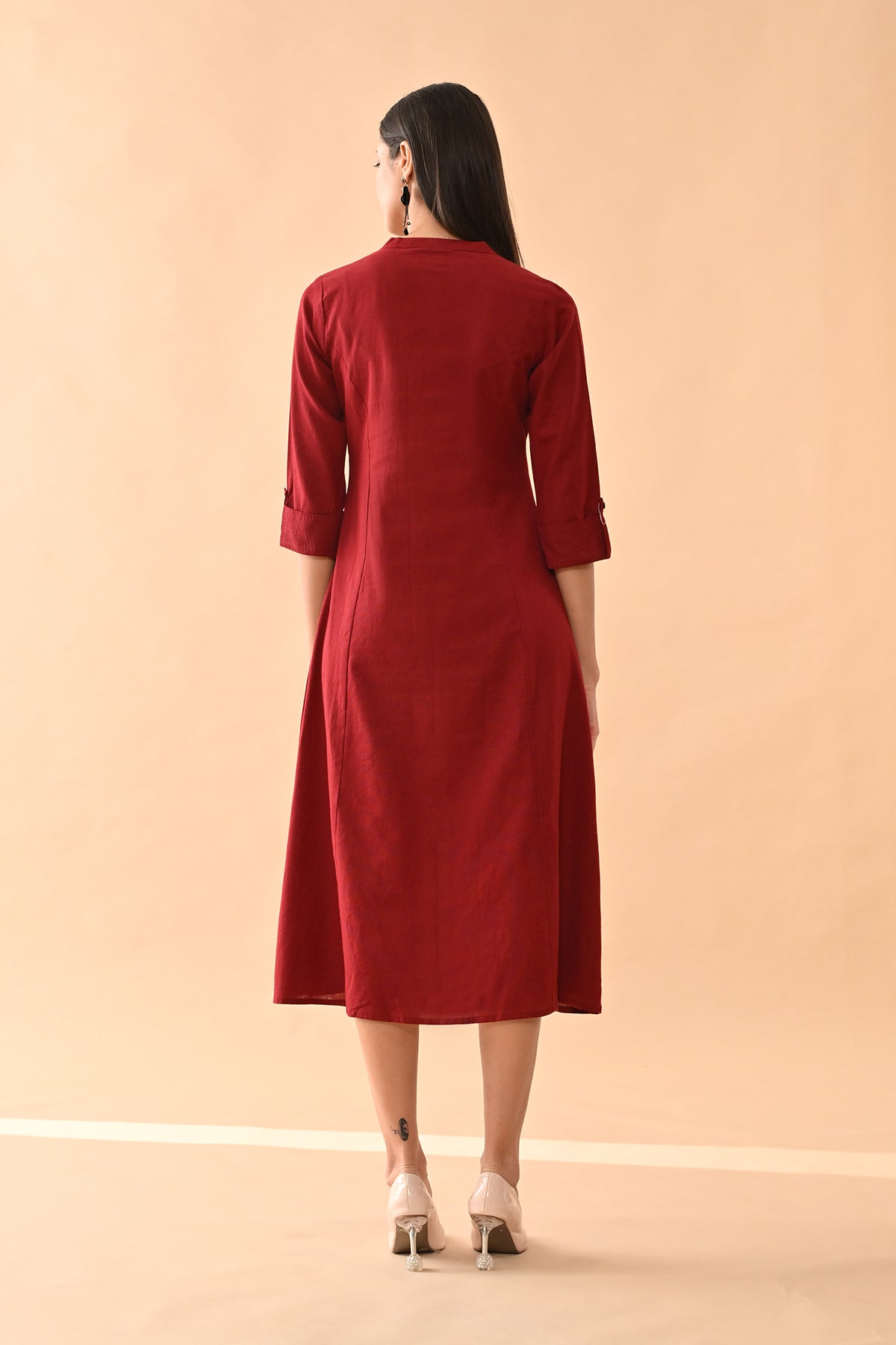 Maroon Solid Dress