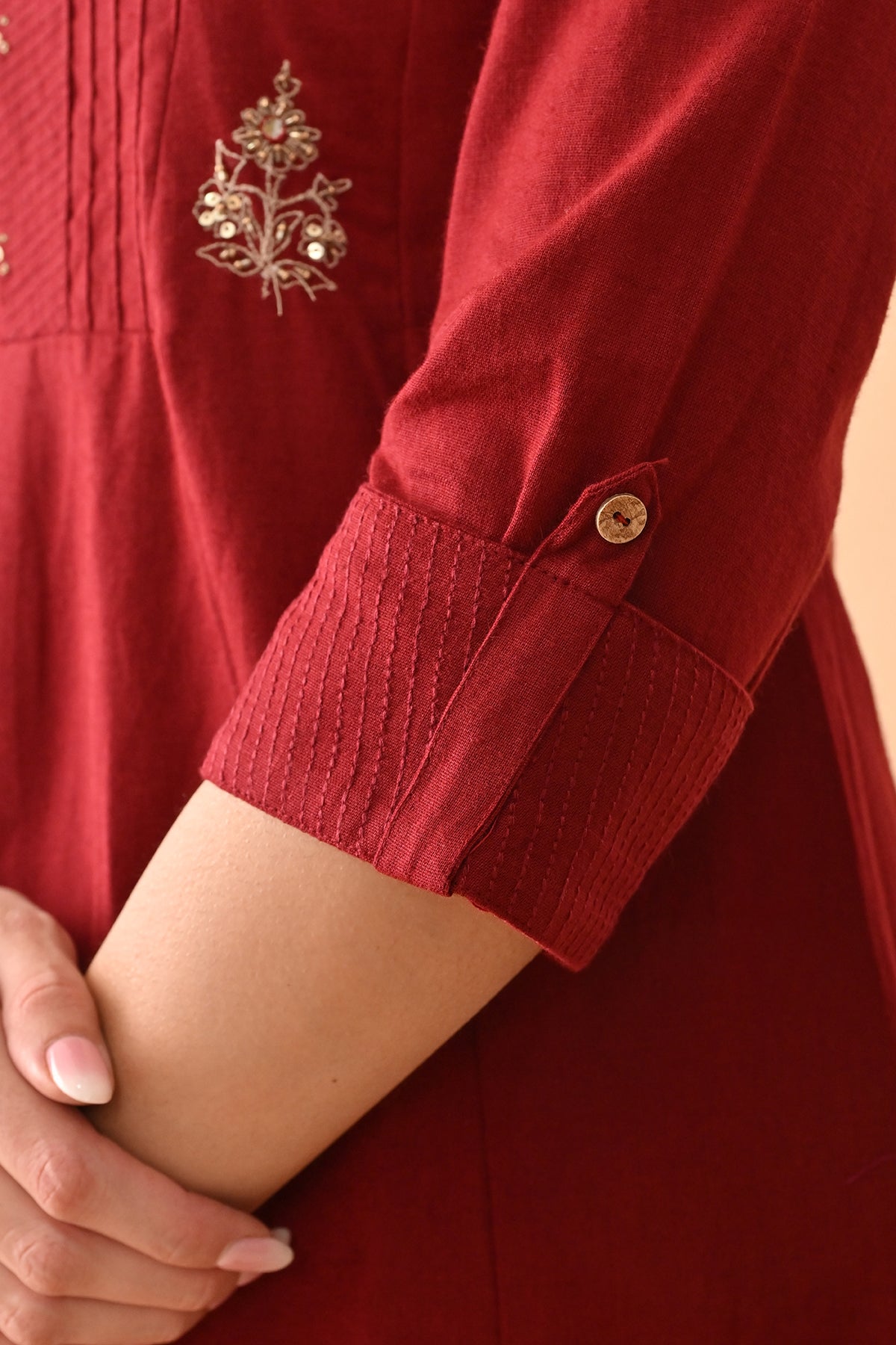 Maroon Solid Dress