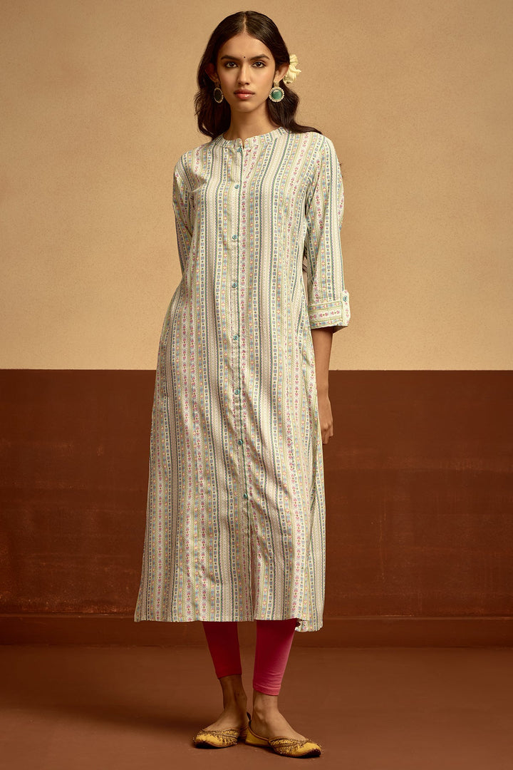 White Printed Kurta