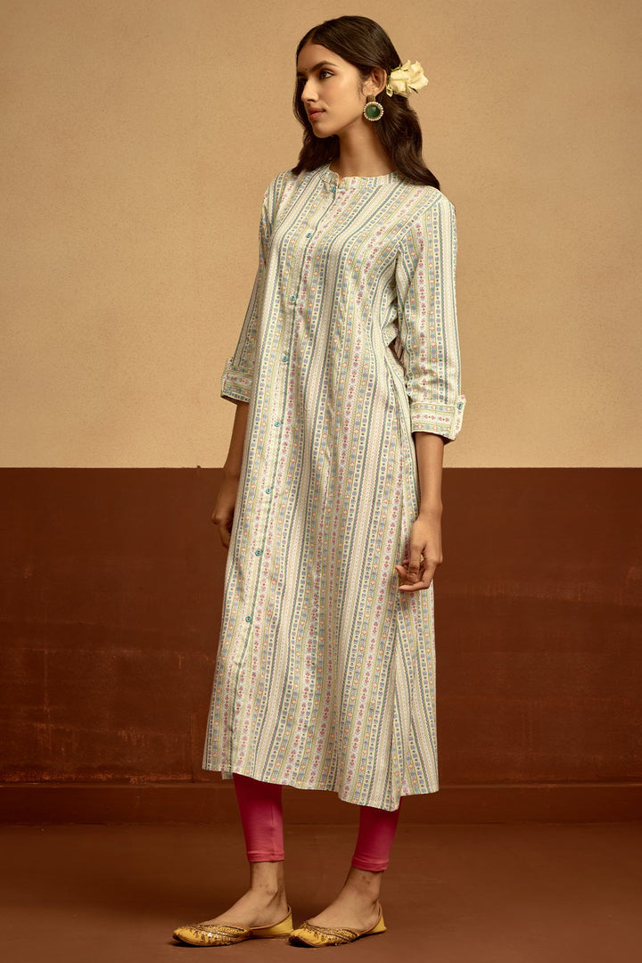 White Printed Kurta