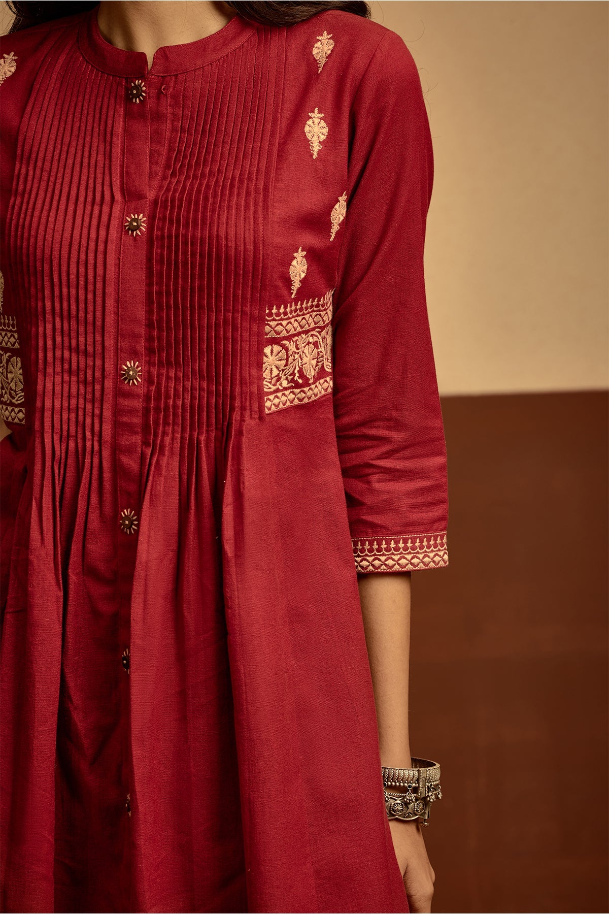 Maroon Embroidered Kurta 2 Pcs Set