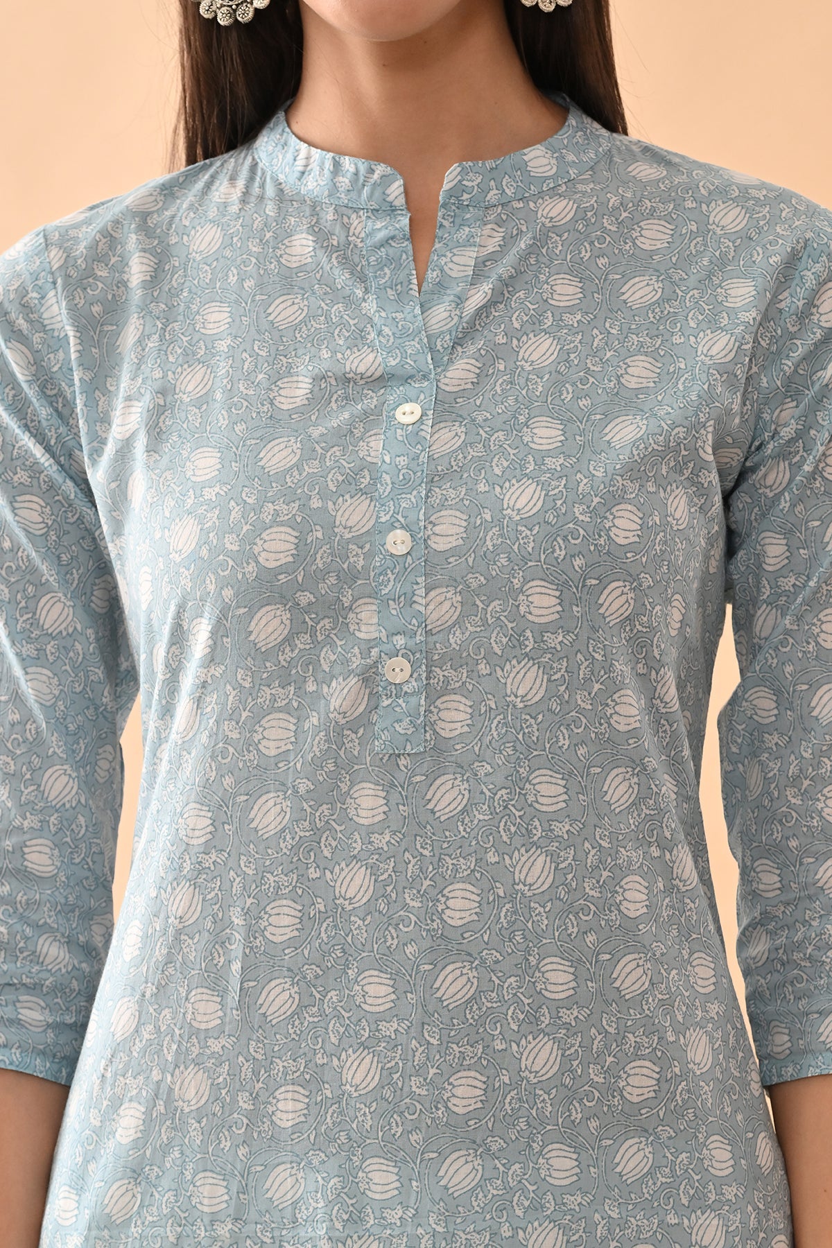 Blue Printed Straight Kurta