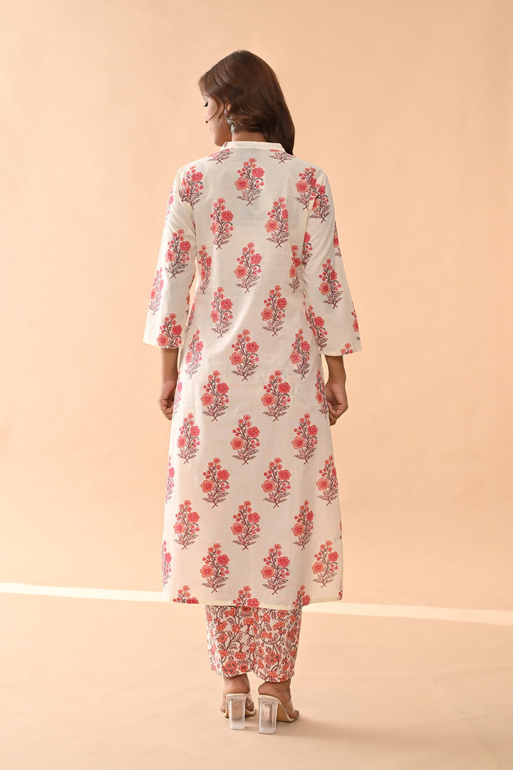 Cream Printed Kurta Set