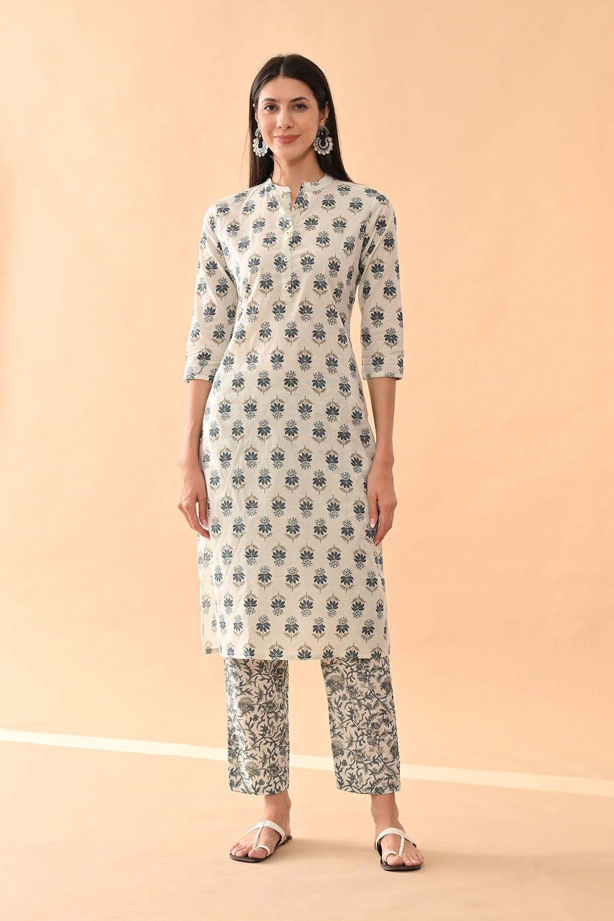 Green Floral Printed Kurta Set