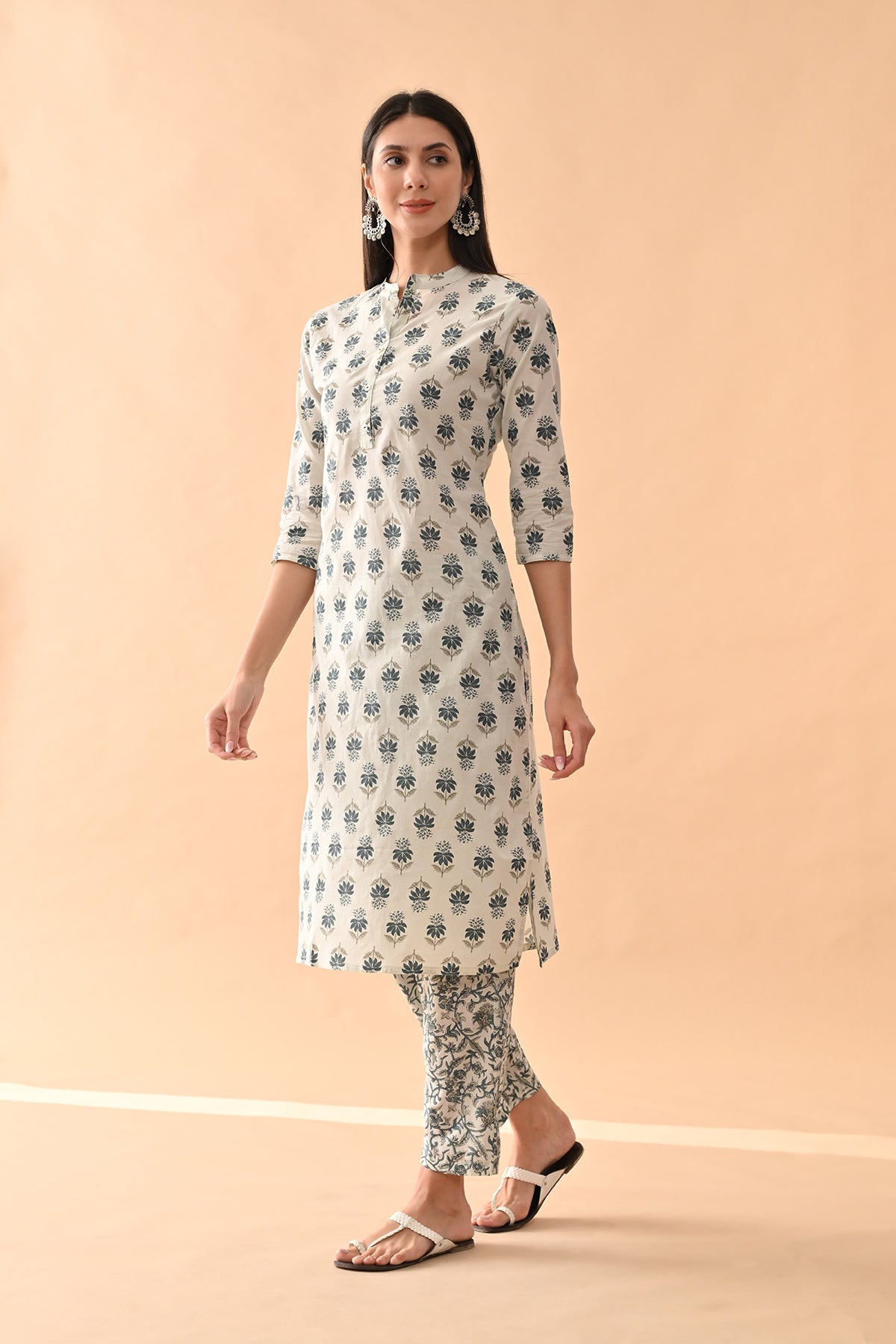 Green Floral Printed Kurta Set