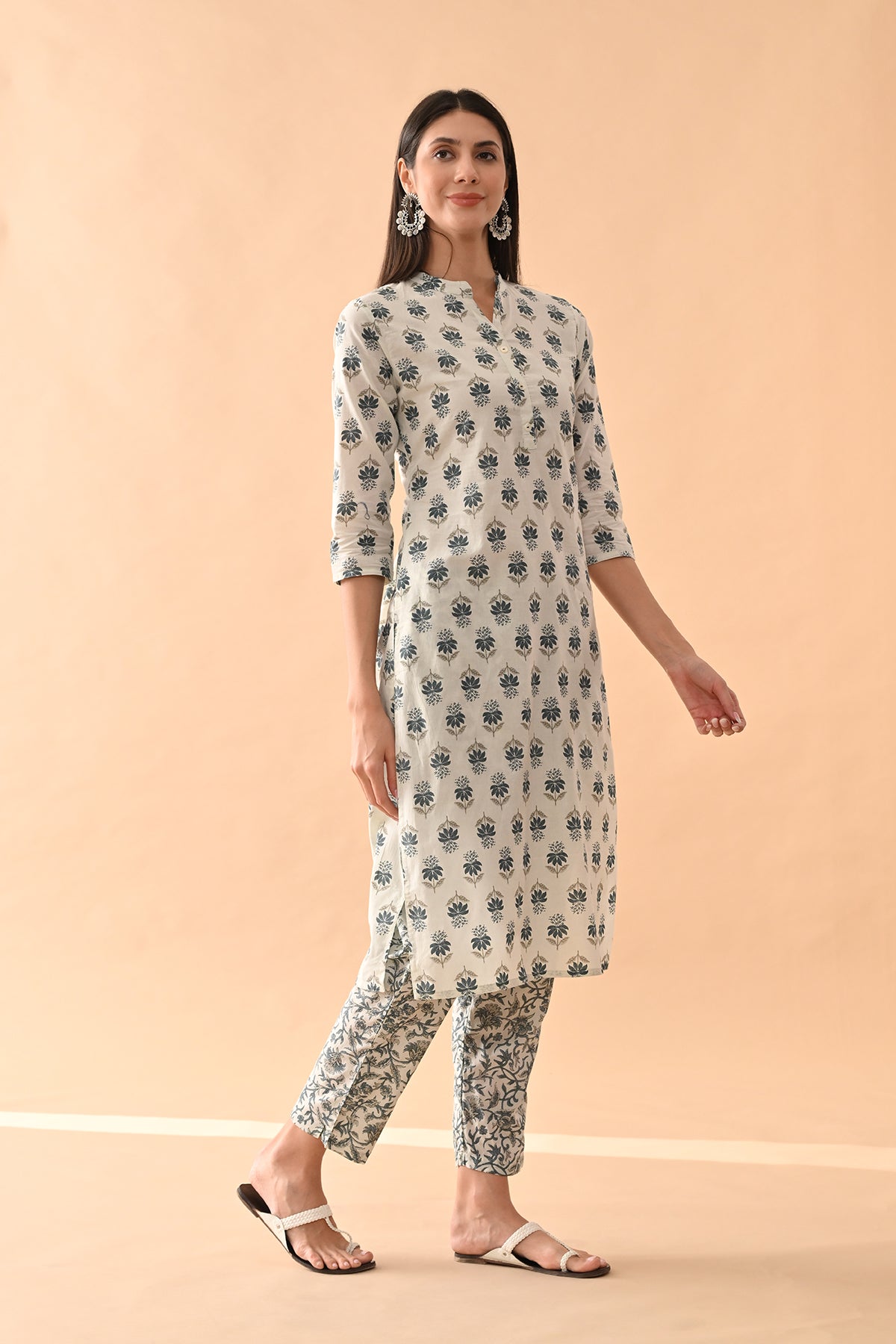 Green Floral Printed Kurta Set