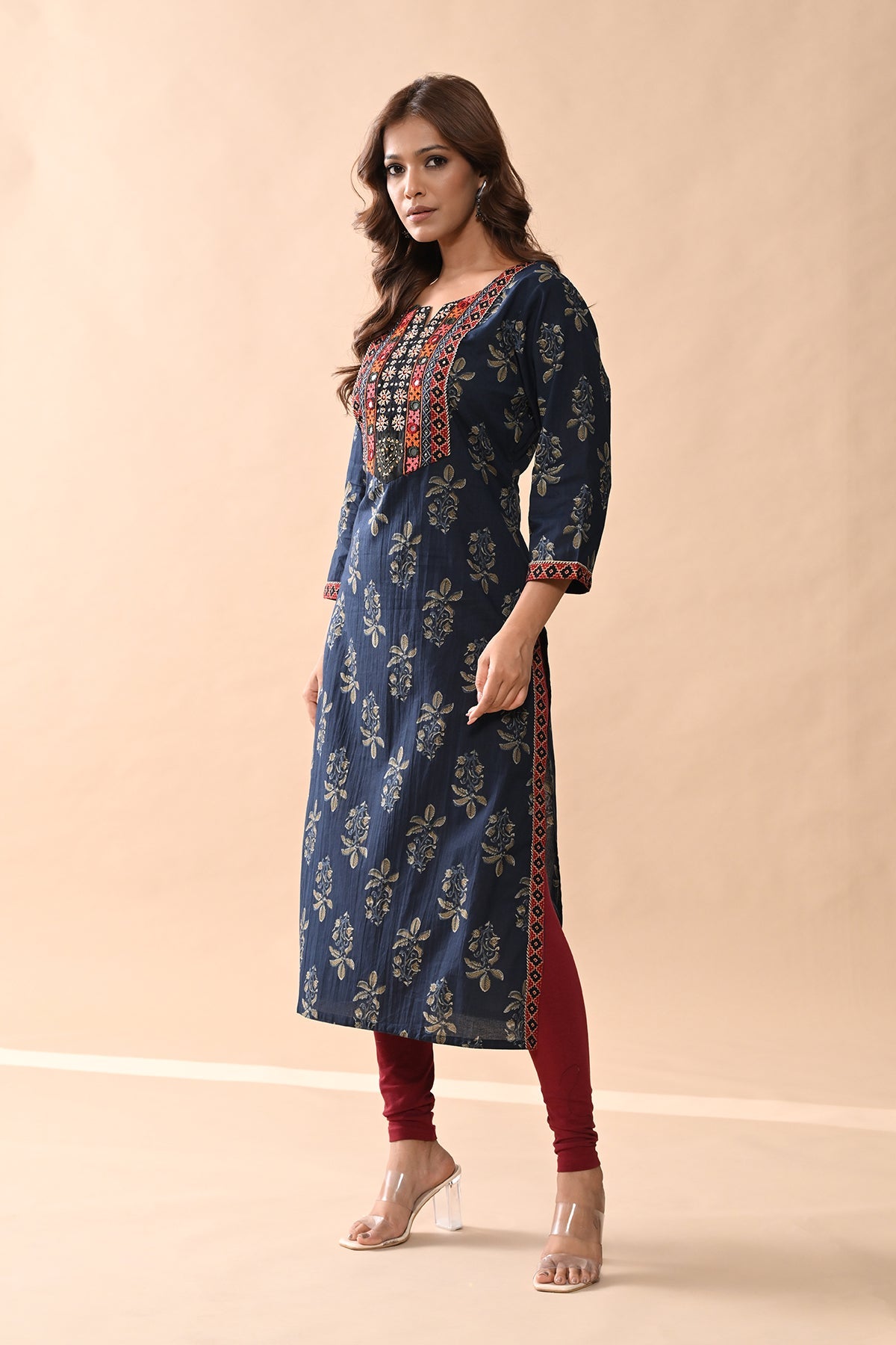 Blue Printed Straight Kurta