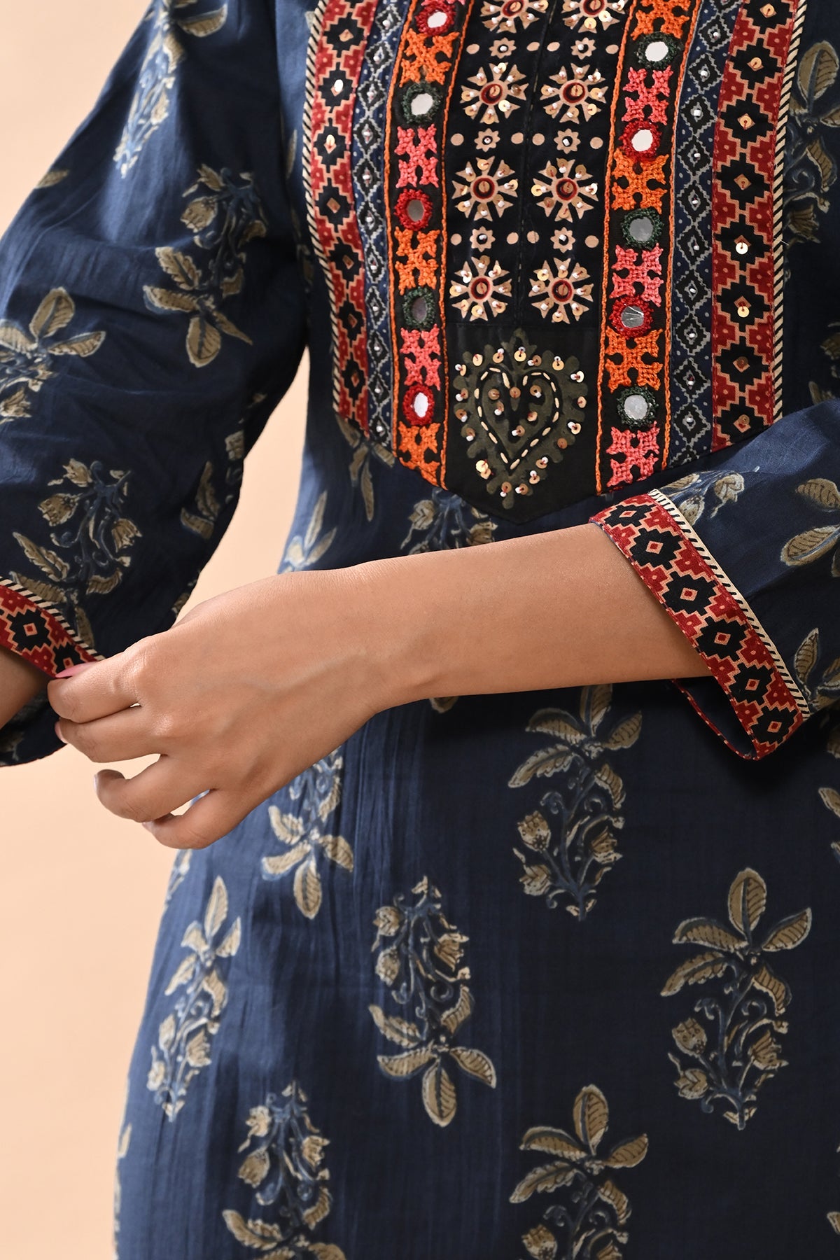 Blue Printed Straight Kurta