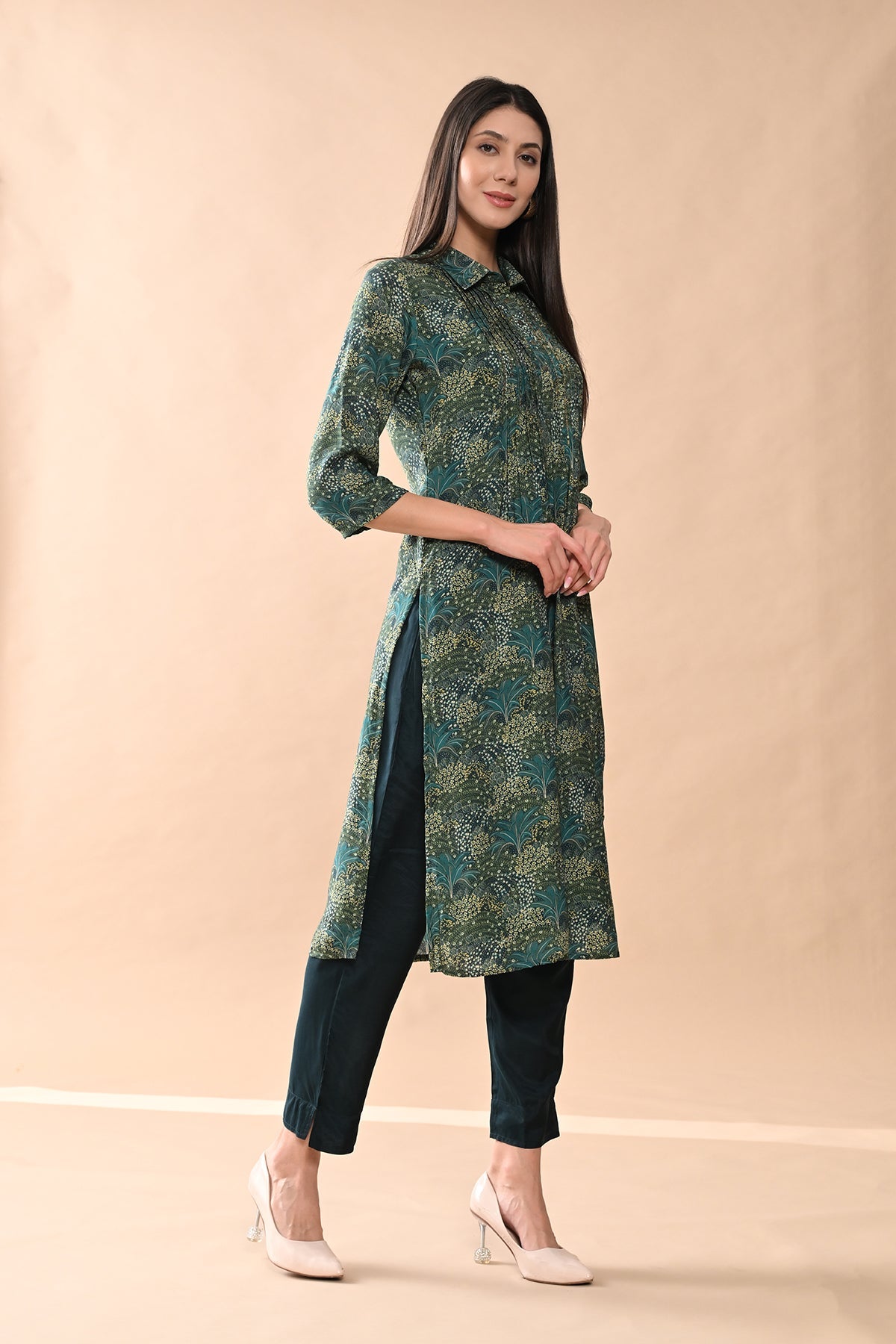 Green Printed Kurta Set