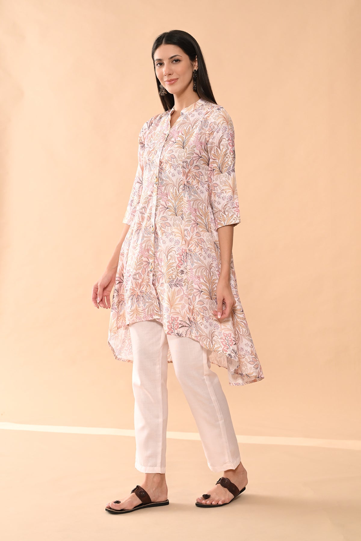 Cream Printed Kurta Set