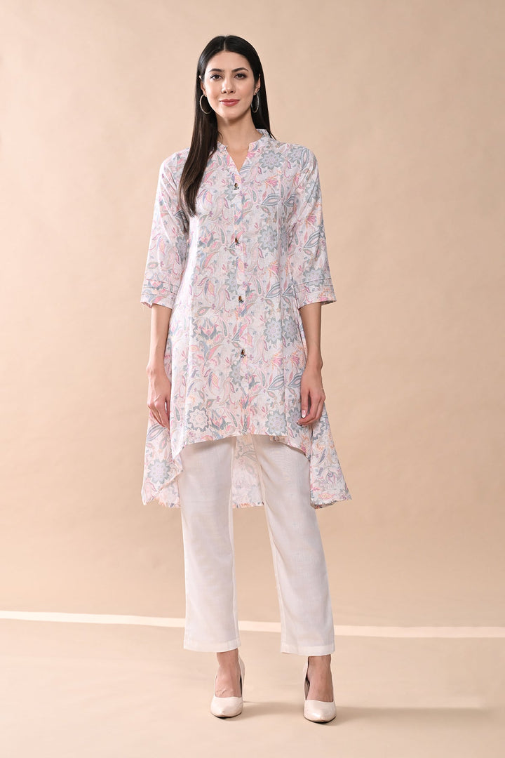 Cream Printed Kurta Set