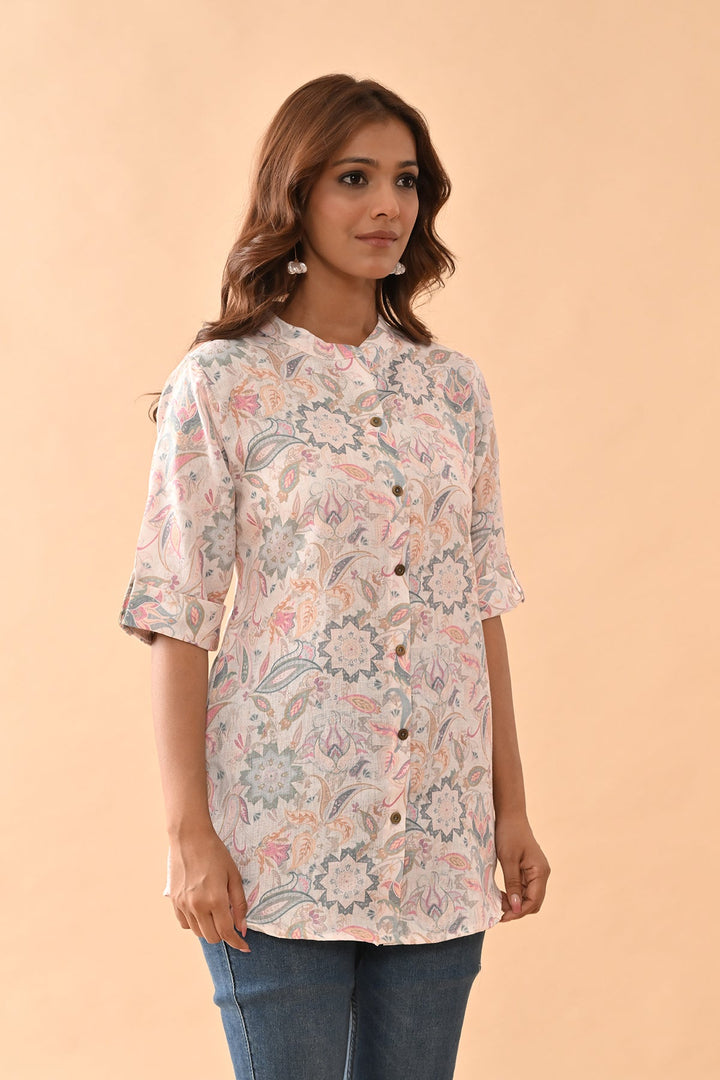 Cream Printed Top