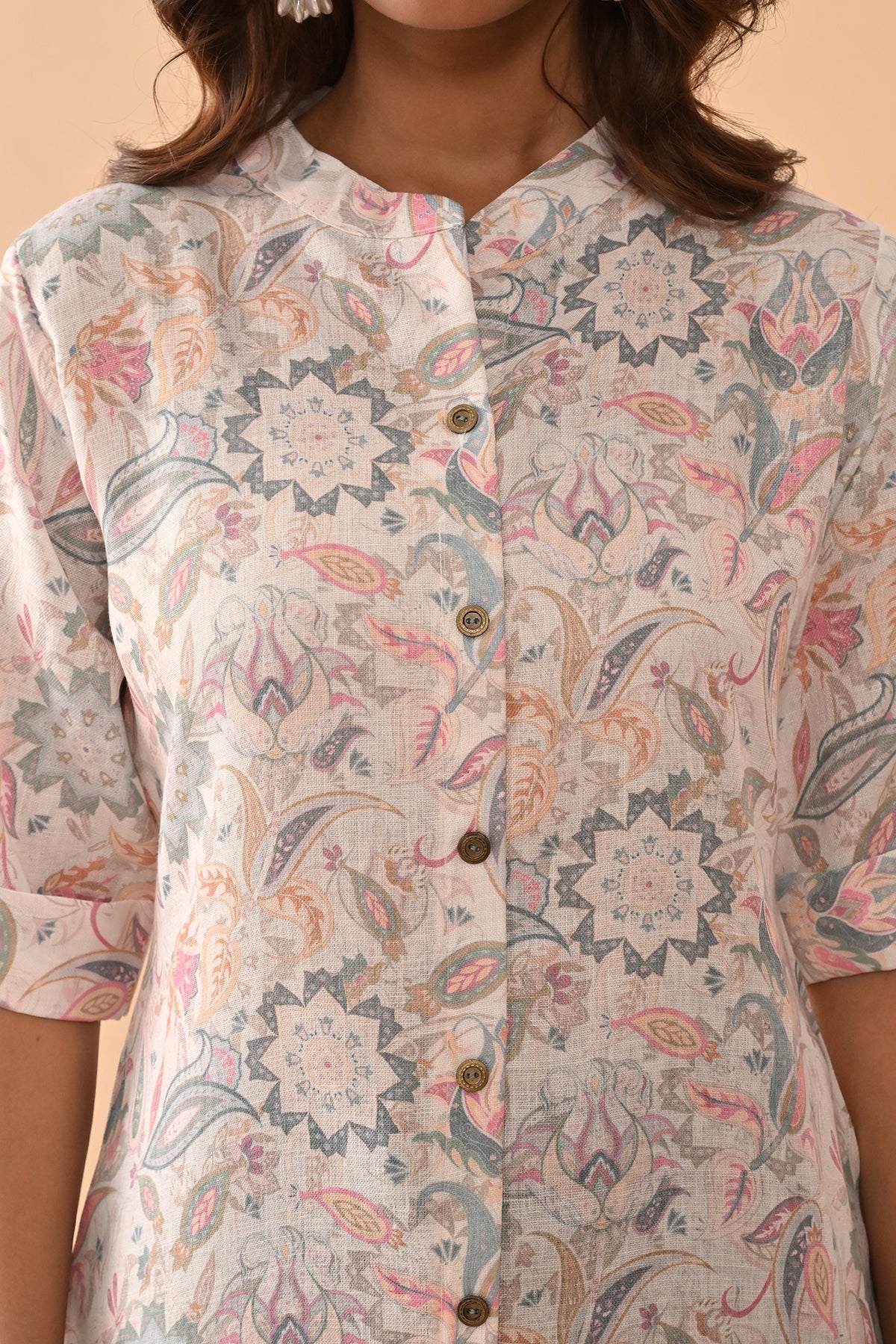 Cream Printed Top