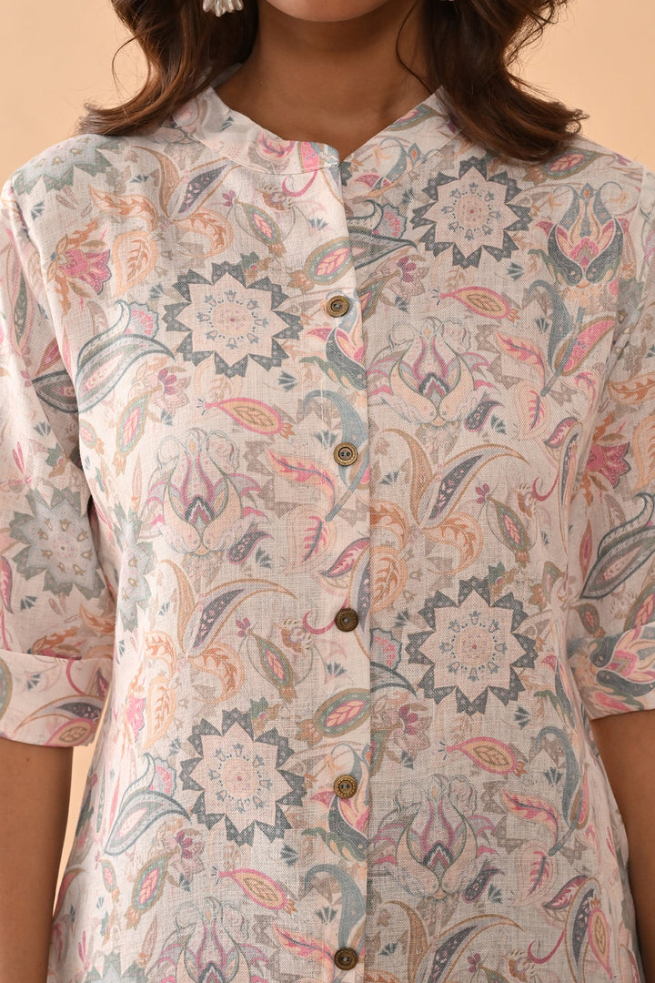 Cream Printed Top