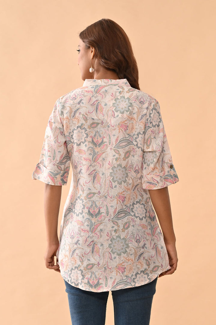 Cream Printed Top