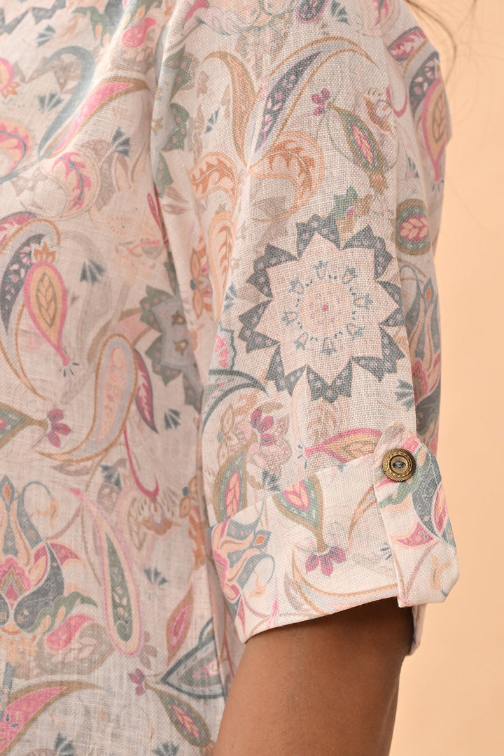 Cream Printed Top