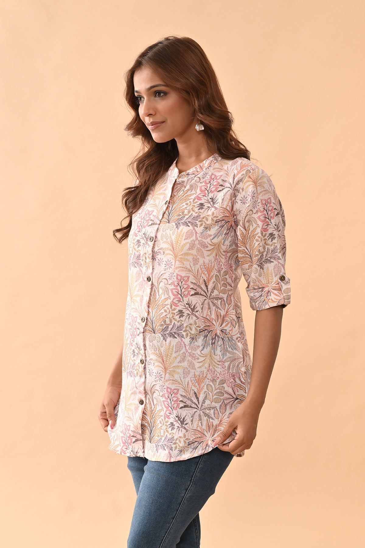 Beige Printed Top
