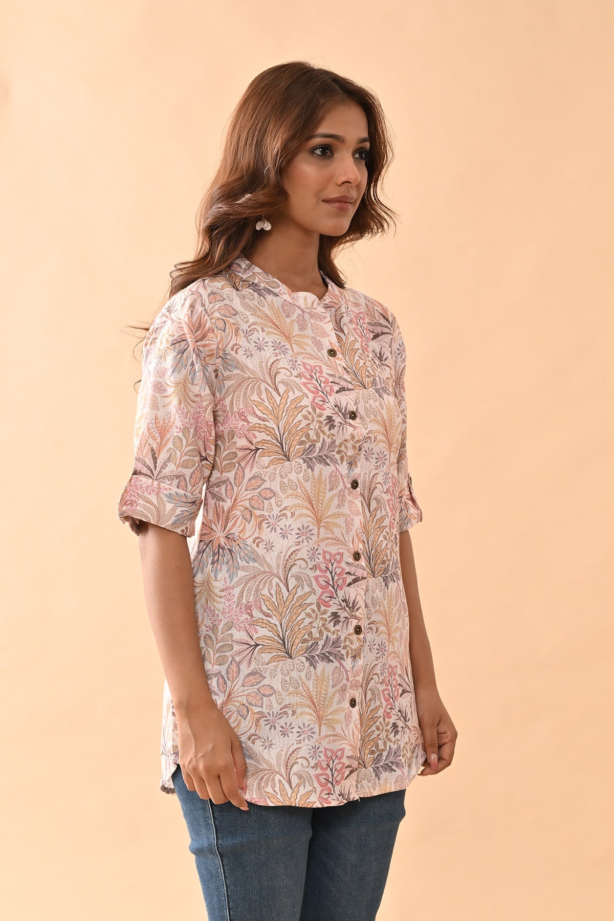 Beige Printed Top