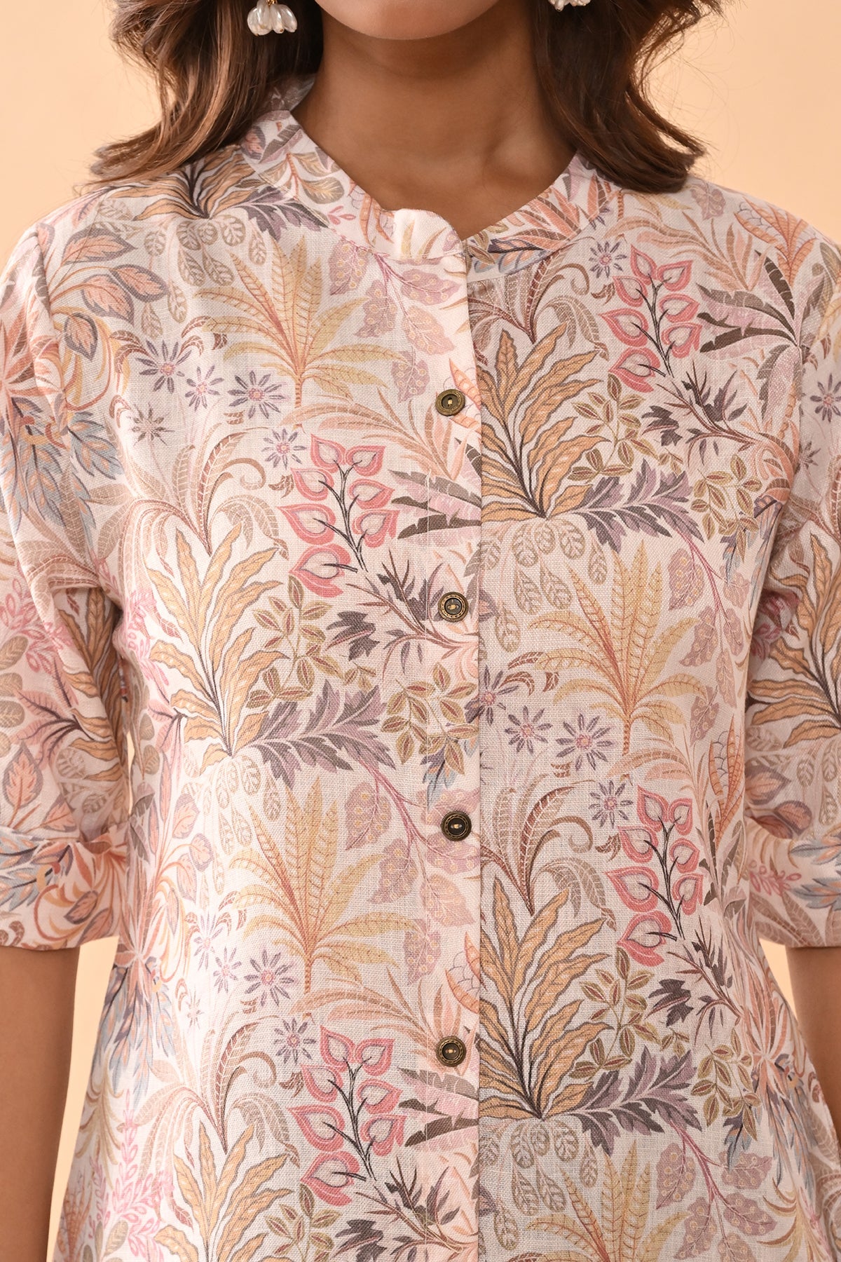 Beige Printed Top