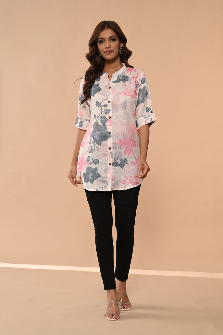 Cream Printed Top