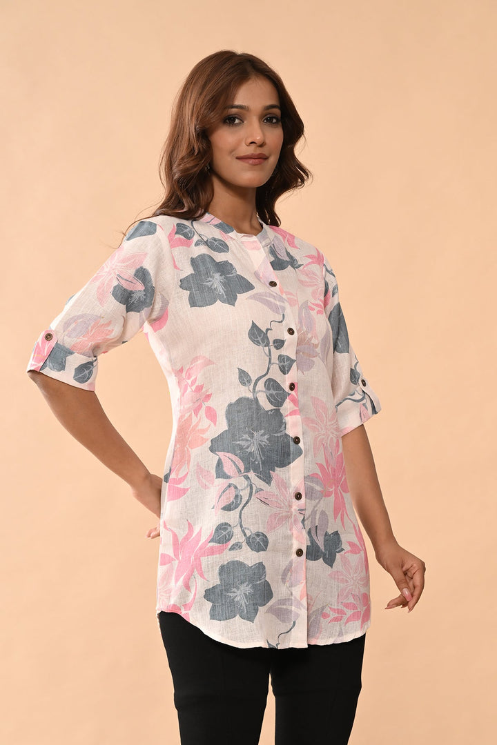 Cream Printed Top