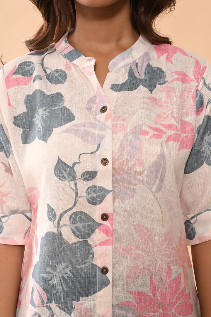 Cream Printed Top