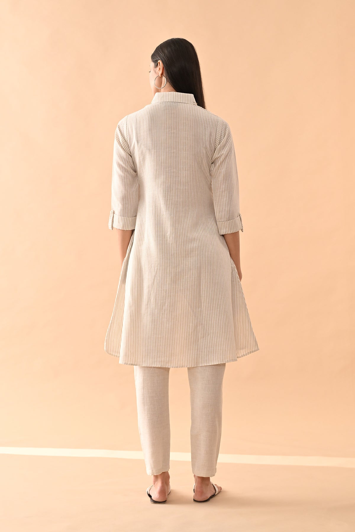 White Self Design kurta Set