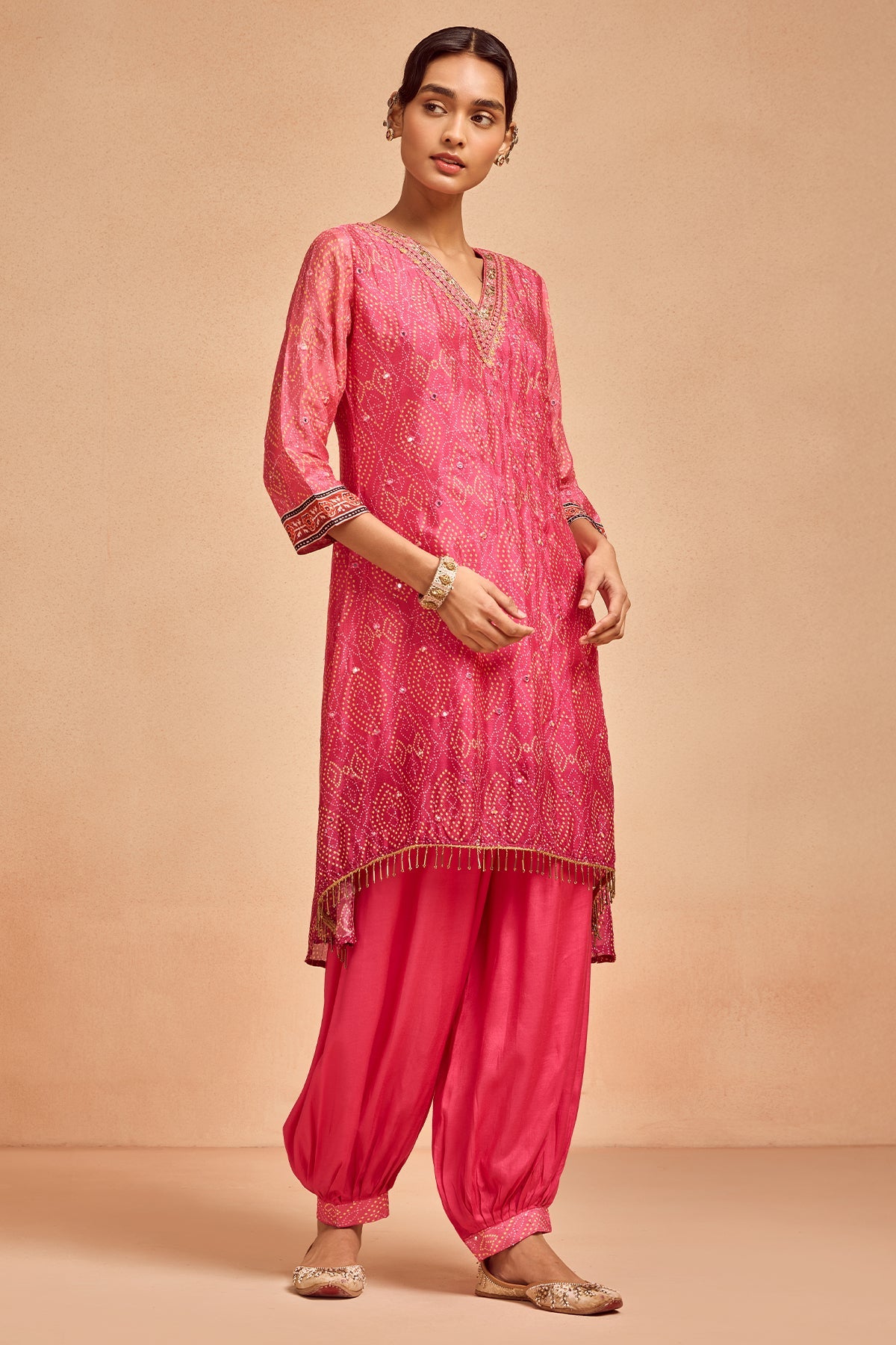 Pink A-Line Kurta Set