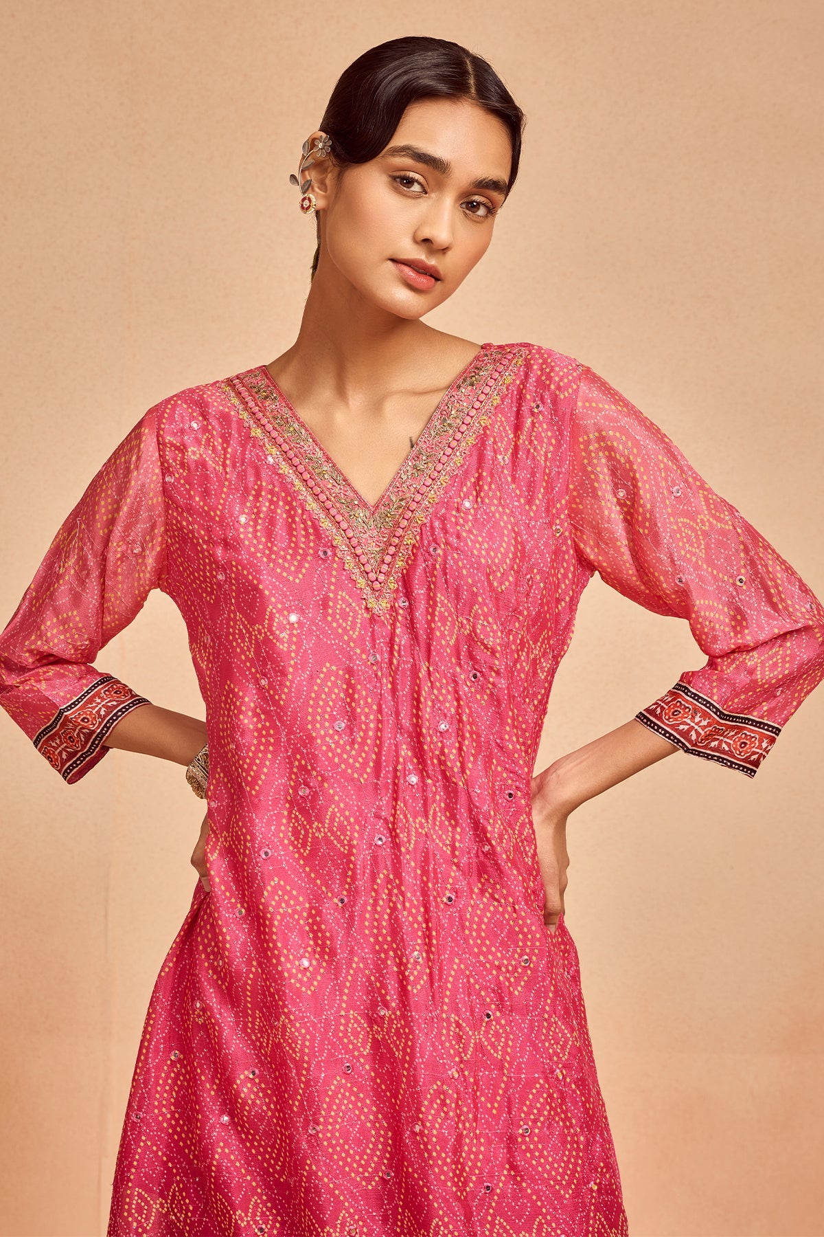 Pink A-Line Kurta Set