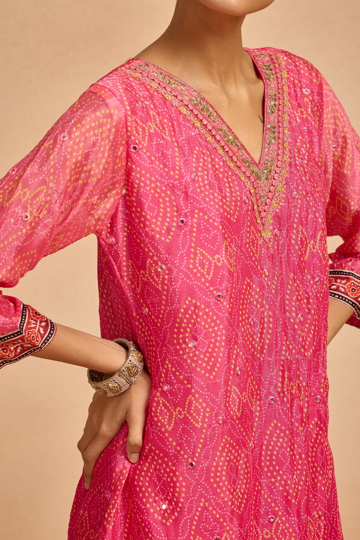 Pink A-Line Kurta Set