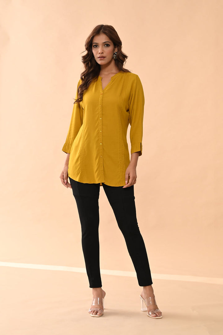 Mustard Solid Straight Top