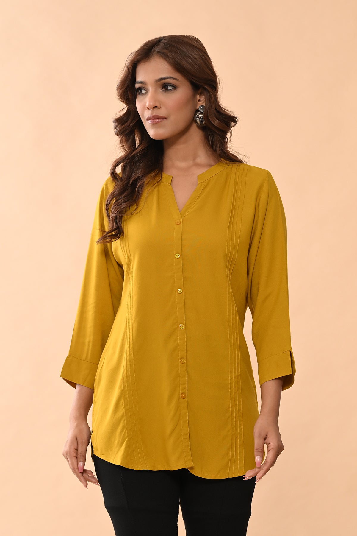 Mustard Solid Straight Top