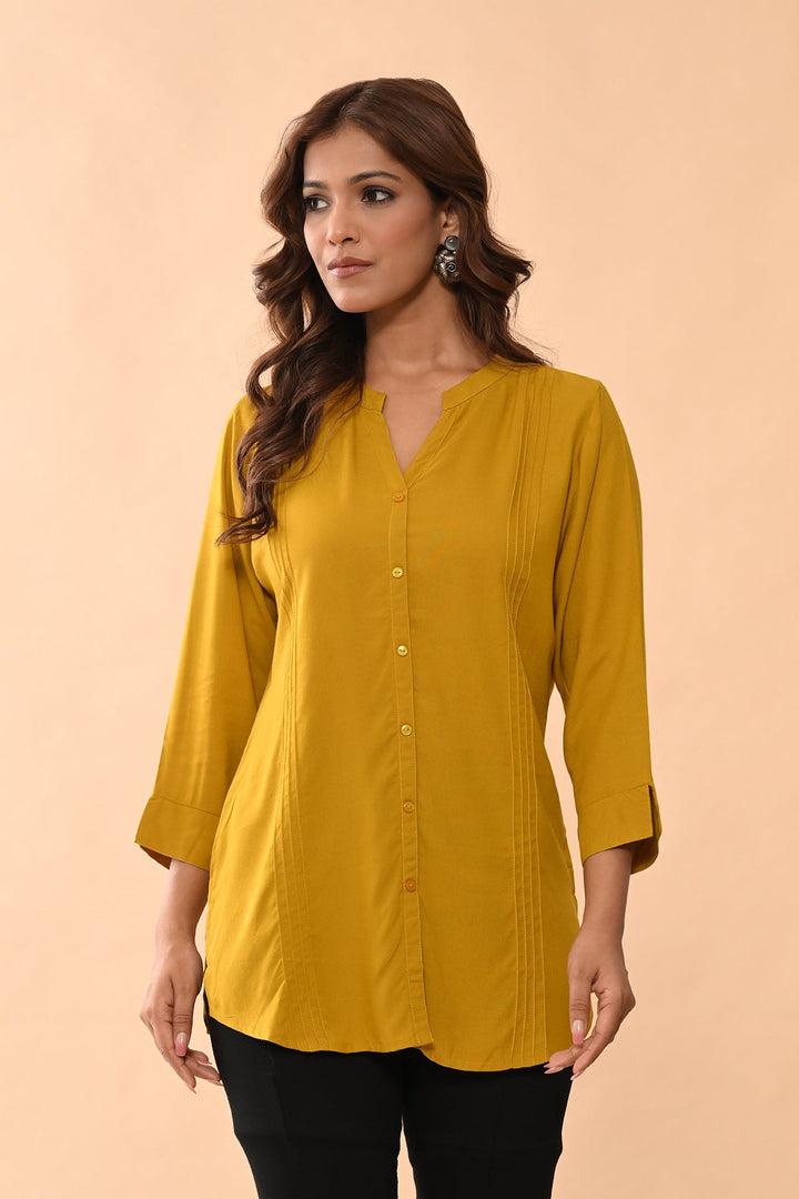 Mustard Solid Straight Top