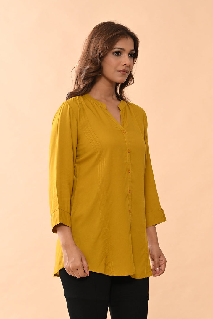 Mustard Solid Straight Top