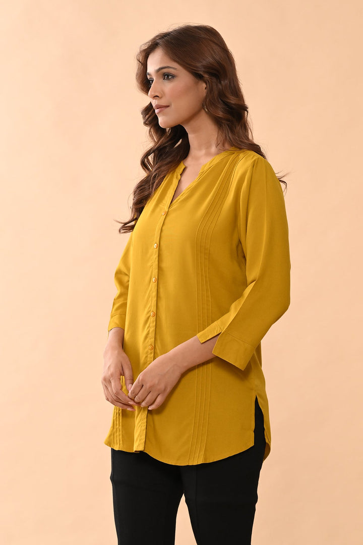 Mustard Solid Straight Top
