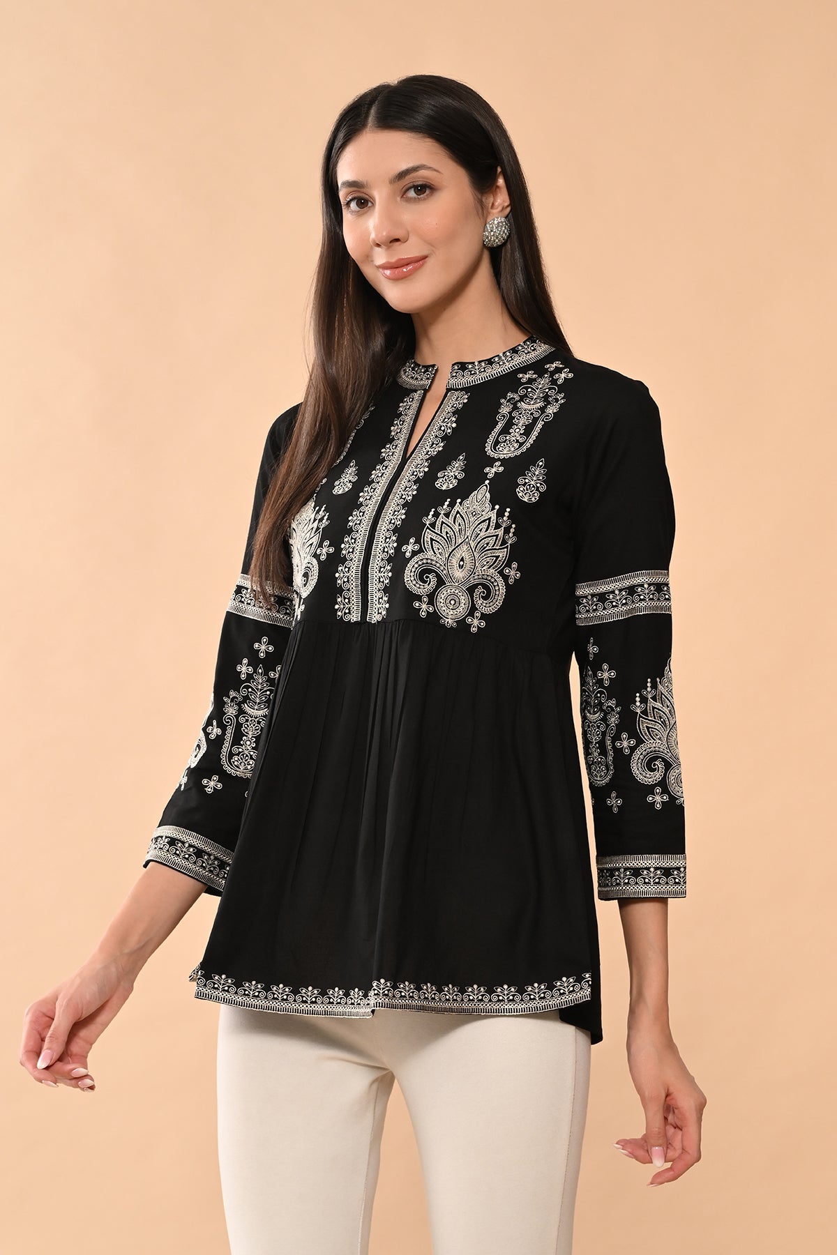 Black Embroidered Top