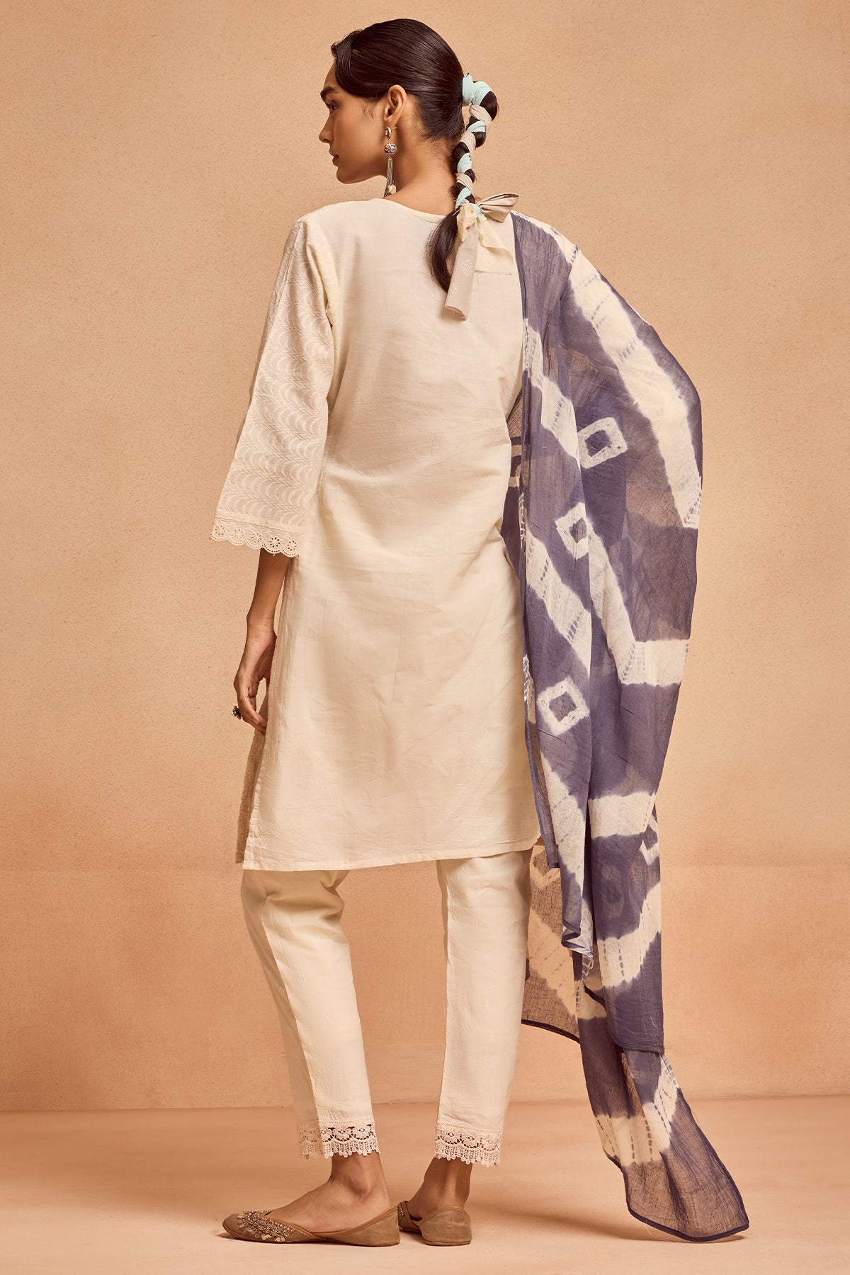 Cream Embroidered Kurta Set